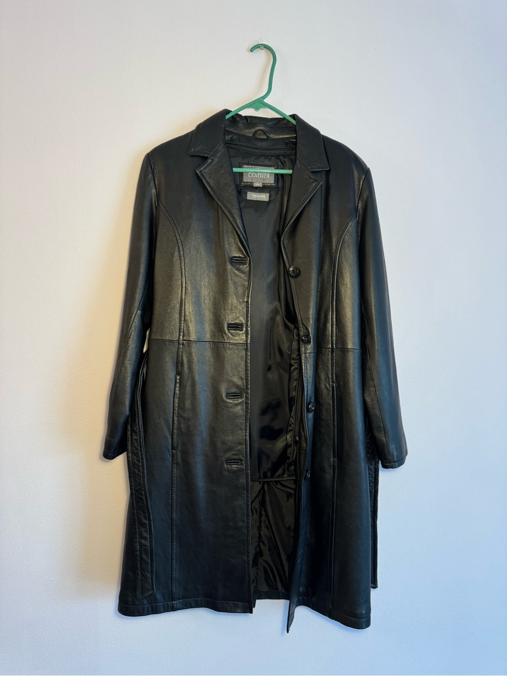 Wilsons Leather Black Button-Front Leather Coat